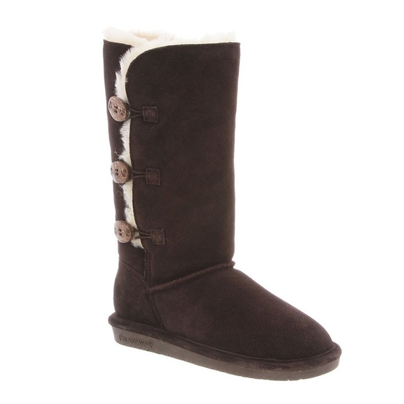 BearPaw Shoes - Bearpaw Lauren chocolate sheepskin button boots